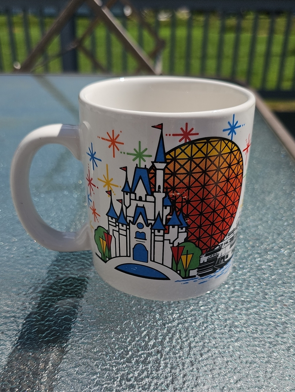 Disney White Mug with Colorful Castle and EPCOT Ball Design/ I ❤️ DAD ( 1980's)